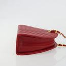 CHANEL Matelasse Chain Shoulder Bag Lamb Skin Red Gold CC Auth 191454V-4