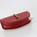 CHANEL Matelasse Chain Shoulder Bag Lamb Skin Red Gold CC Auth 191454V-6
