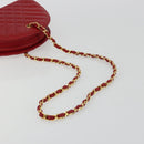 CHANEL Matelasse Chain Shoulder Bag Lamb Skin Red Gold CC Auth 191454V-7