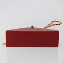 CHANEL Matelasse Chain Shoulder Bag Lamb Skin Red Gold CC Auth 191454V-9