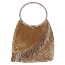 Christian Dior Hand Bag Velor Brown Silver Auth 191459A-2