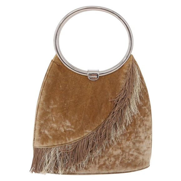 Christian Dior Hand Bag Velor Brown Silver Auth 191459A