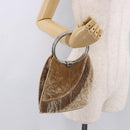 Christian Dior Hand Bag Velor Brown Silver Auth 191459A-22