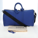 LOUIS VUITTON Monogram Taurillon Keepall Bandouliere 50 Blue Auth 191461SM-12