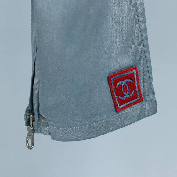 CHANEL Pants Jacket Denim Setup Light Blue CC Auth 191468SM