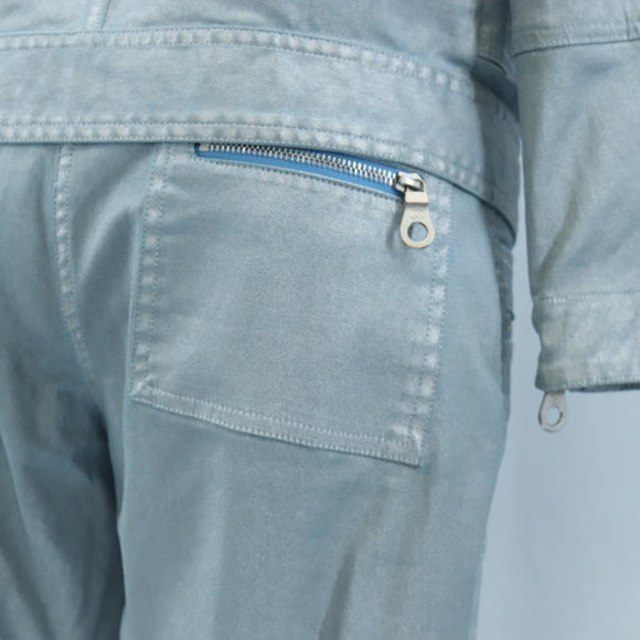 CHANEL Pants Jacket Denim Setup Light Blue CC Auth 191468SM