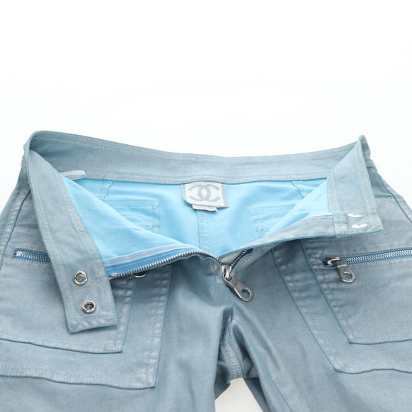 CHANEL Pants Jacket Denim Setup Light Blue CC Auth 191468SM