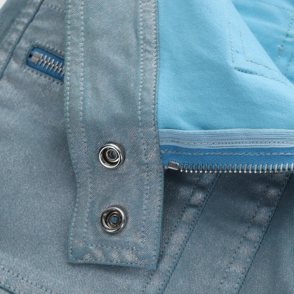 CHANEL Pants Jacket Denim Setup Light Blue CC Auth 191468SM