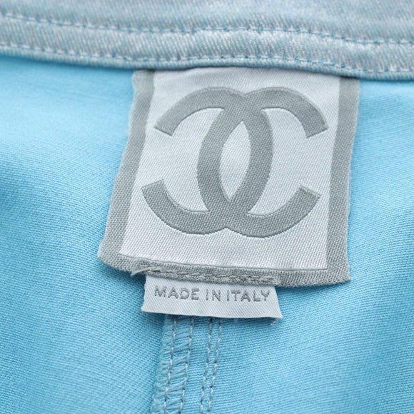 CHANEL Pants Jacket Denim Setup Light Blue CC Auth 191468SM