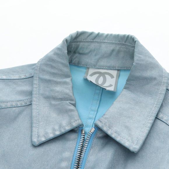 CHANEL Pants Jacket Denim Setup Light Blue CC Auth 191468SM