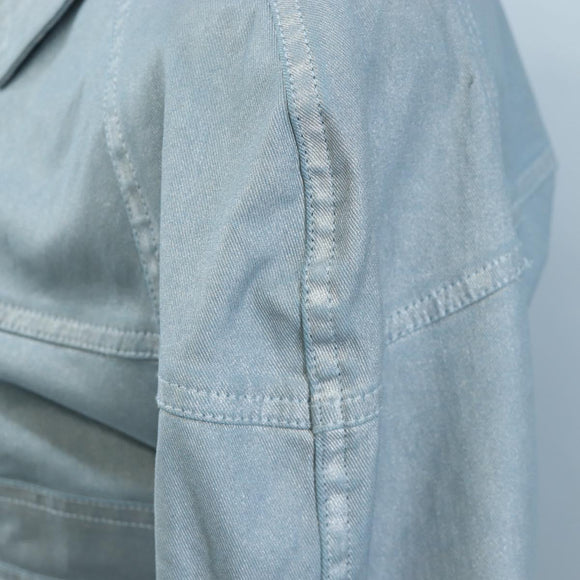CHANEL Pants Jacket Denim Setup Light Blue CC Auth 191468SM