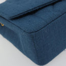 CHANEL Matelasse Chain Shoulder Bag Canvas Blue Gold CC Auth 191469SM-16