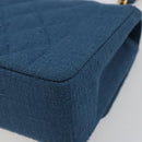 CHANEL Matelasse Chain Shoulder Bag Canvas Blue Gold CC Auth 191469SM-17