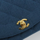 CHANEL Matelasse Chain Shoulder Bag Canvas Blue Gold CC Auth 191469SM-19