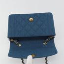 CHANEL Matelasse Chain Shoulder Bag Canvas Blue Gold CC Auth 191469SM-20