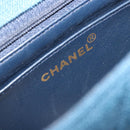 CHANEL Matelasse Chain Shoulder Bag Canvas Blue Gold CC Auth 191469SM-21