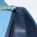 CHANEL Matelasse Chain Shoulder Bag Canvas Blue Gold CC Auth 191469SM-22