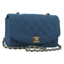 CHANEL Matelasse Chain Shoulder Bag Canvas Blue Gold CC Auth 191469SM-1