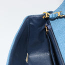 CHANEL Matelasse Chain Shoulder Bag Canvas Blue Gold CC Auth 191469SM-23
