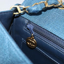 CHANEL Matelasse Chain Shoulder Bag Canvas Blue Gold CC Auth 191469SM-24
