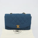 CHANEL Matelasse Chain Shoulder Bag Canvas Blue Gold CC Auth 191469SM-12
