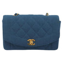 CHANEL Matelasse Chain Shoulder Bag Canvas Blue Gold CC Auth 191469SM-13