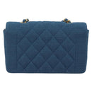 CHANEL Matelasse Chain Shoulder Bag Canvas Blue Gold CC Auth 191469SM-2