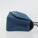 CHANEL Matelasse Chain Shoulder Bag Canvas Blue Gold CC Auth 191469SM-3