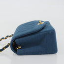 CHANEL Matelasse Chain Shoulder Bag Canvas Blue Gold CC Auth 191469SM-4