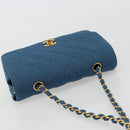 CHANEL Matelasse Chain Shoulder Bag Canvas Blue Gold CC Auth 191469SM-6