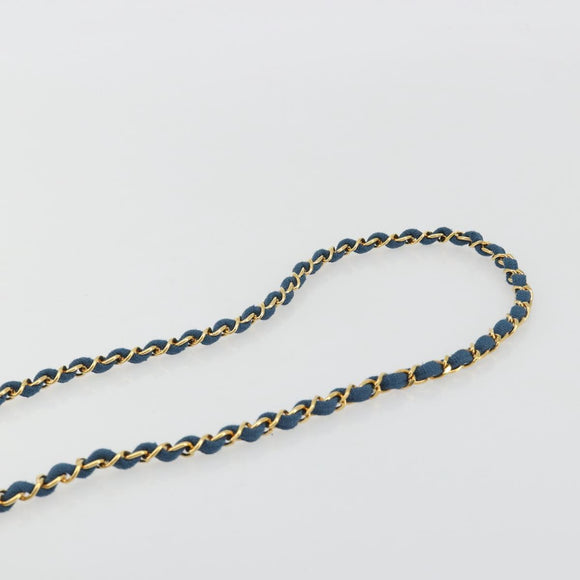 CHANEL Matelasse Chain Shoulder Bag Canvas Blue Gold CC Auth 191469SM
