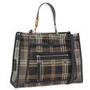 FENDI Hand Bag Mesh 2way Navy Silver Gold Auth 191470M-1