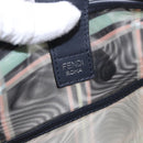FENDI Hand Bag Mesh 2way Navy Silver Gold Auth 191470M-17