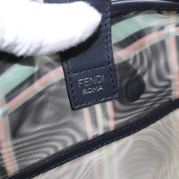 FENDI Handtas Mesh 2-way Navy Zilver Goud Auth 191470M
