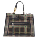 FENDI Hand Bag Mesh 2way Navy Silver Gold Auth 191470M-2