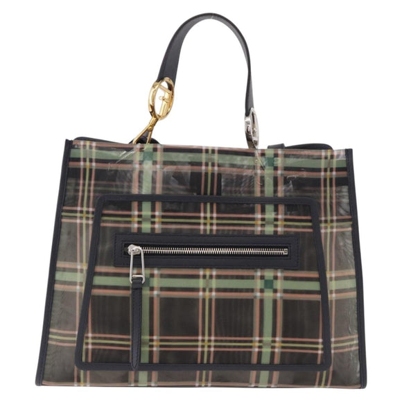 FENDI Hand Bag Mesh 2way Navy Silver Gold Auth 191470M