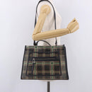 FENDI Hand Bag Mesh 2way Navy Silver Gold Auth 191470M-23