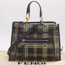 FENDI Hand Bag Mesh 2way Navy Silver Gold Auth 191470M-24