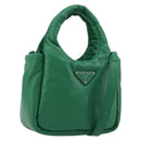 PRADA Hand Bag Leather 2way Green Silver Auth 191471SM-1