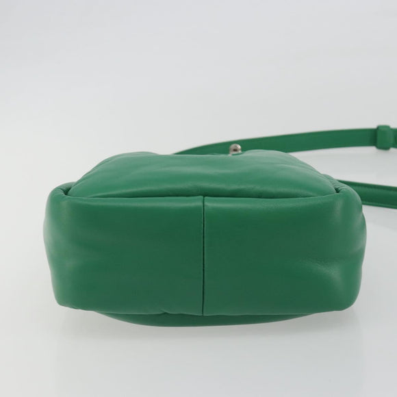 PRADA Hand Bag Leather 2way Green Silver Auth 191471SM