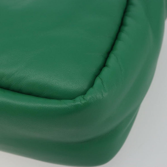 PRADA Hand Bag Leather 2way Green Silver Auth 191471SM