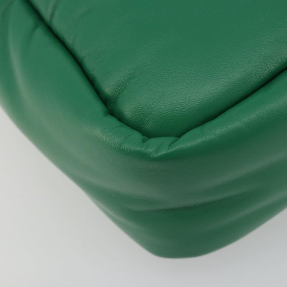 PRADA Hand Bag Leather 2way Green Silver Auth 191471SM