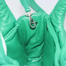 PRADA Hand Bag Leather 2way Green Silver Auth 191471SM-21