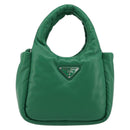 PRADA Hand Bag Leather 2way Green Silver Auth 191471SM-13