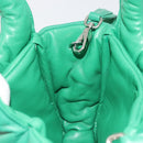 PRADA Hand Bag Leather 2way Green Silver Auth 191471SM-22
