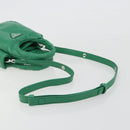 PRADA Hand Bag Leather 2way Green Silver Auth 191471SM-9