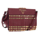 PRADA Shoulder Bag Safiano leather Bordeaux Gold Auth 191473V-1