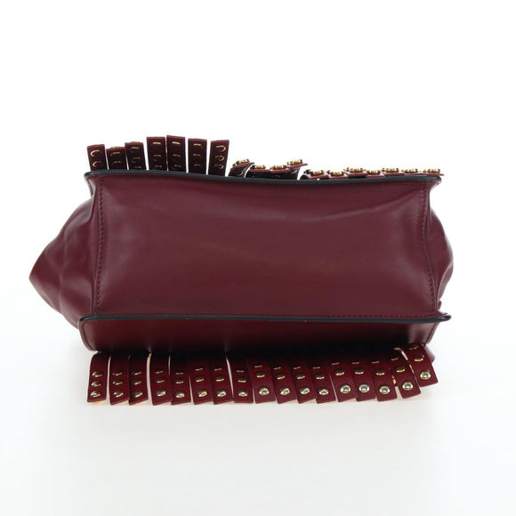 PRADA Shoulder Bag Safiano leather Bordeaux Gold Auth 191473V