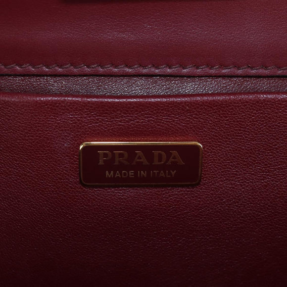 PRADA Shoulder Bag Safiano leather Bordeaux Gold Auth 191473V