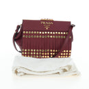 PRADA Shoulder Bag Safiano leather Bordeaux Gold Auth 191473V-12
